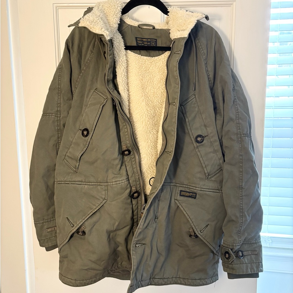 Abercrombie & Fitch Olive Green Parka Jacket